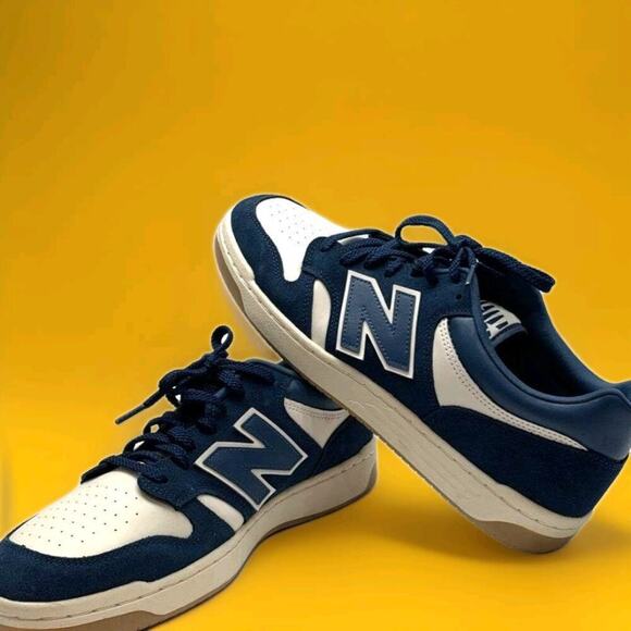 Men's NEW BALANCE BB480 NB Navy/Linen/Vintage Indigo Shoes BB480LPC Size 12 New - Picture 1 of 7